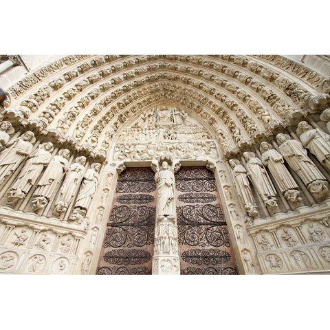 Notre Dame Detail, Paris White Modern Wood Framed Art Print by Byjeng