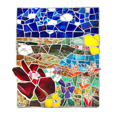 Floral Landscape at Noon White Modern Wood Framed Art Print by Mandell, Jonathan