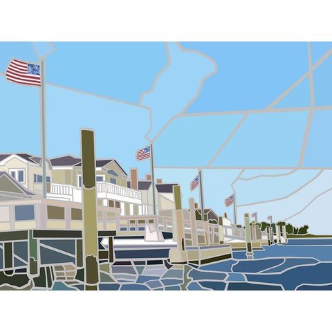 Stone Harbor, NJ White Modern Wood Framed Art Print by Mandell, Jonathan