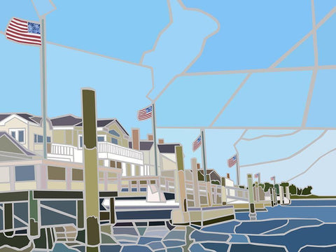 Stone Harbor, NJ Black Ornate Wood Framed Art Print with Double Matting by Mandell, Jonathan