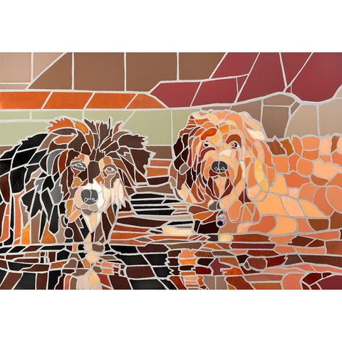 Two Dogs in Water Black Modern Wood Framed Art Print with Double Matting by Mandell, Jonathan