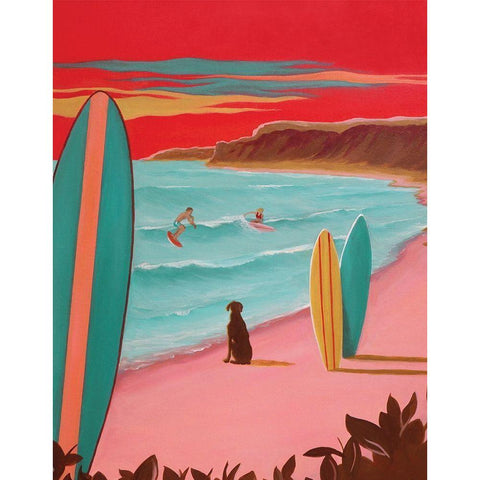 Ditch Plains Surf Black Modern Wood Framed Art Print with Double Matting by Saxe, Carol