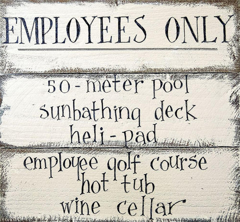 Employees Only Signage Black Ornate Wood Framed Art Print with Double Matting by Gevert, Larry