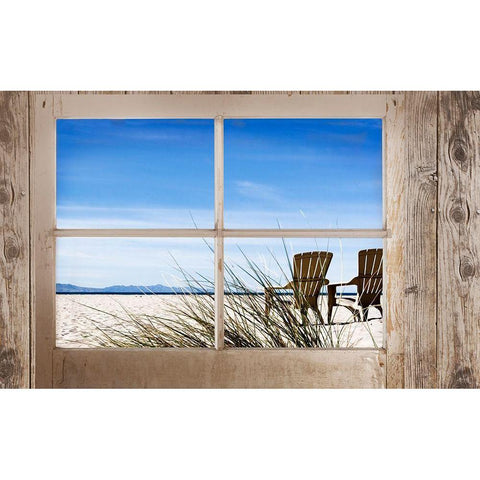 Window With a Beach View Black Modern Wood Framed Art Print with Double Matting by Gould, Marilyn