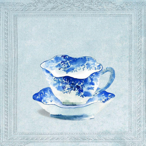 Vintaged Pattern Tea Cup White Modern Wood Framed Art Print by Dolzhenko, Anna