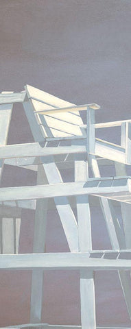 Life Guard Stand (grey) White Modern Wood Framed Art Print with Double Matting by Saxe, Carol