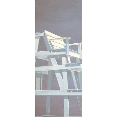 Life Guard Stand (grey) White Modern Wood Framed Art Print by Saxe, Carol