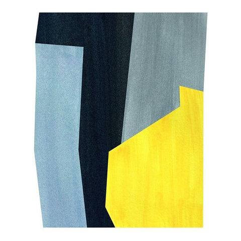 Yellow and Grey Abstract White Modern Wood Framed Art Print by Inuit