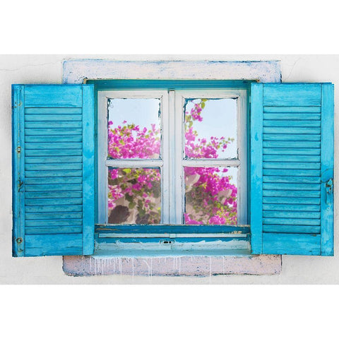 Beautiful Greek Window Black Modern Wood Framed Art Print with Double Matting by Gojda, Lukas