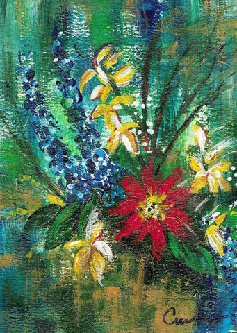 Floral White Modern Wood Framed Art Print with Double Matting by Carroccio, Lisa