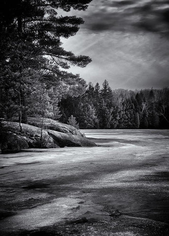 Gull Wing Lake White Modern Wood Framed Art Print with Double Matting by Carson, Brian