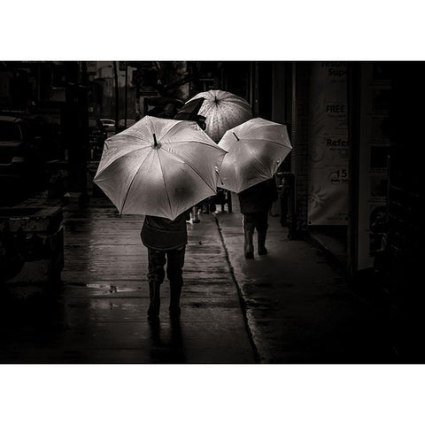 Just Walking in the Rain Black Modern Wood Framed Art Print with Double Matting by Carson, Brian