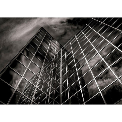 Vertical Office Building Black Modern Wood Framed Art Print with Double Matting by Carson, Brian