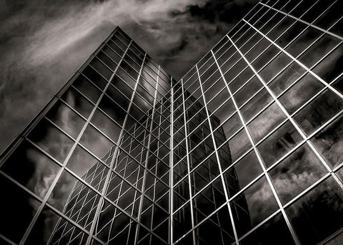 Vertical Office Building White Modern Wood Framed Art Print with Double Matting by Carson, Brian