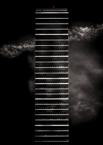 Office Tower Black Ornate Wood Framed Art Print with Double Matting by Carson, Brian