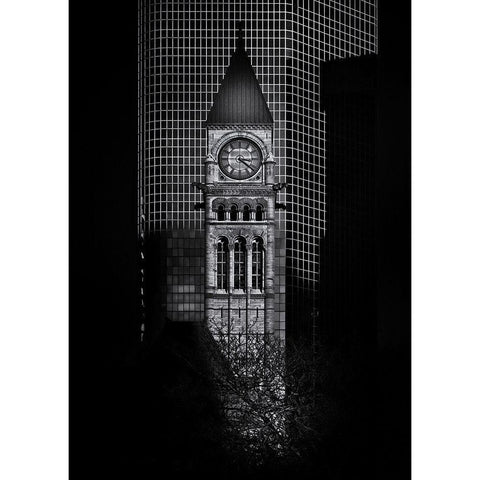 Old Clock Tower Black Modern Wood Framed Art Print with Double Matting by Carson, Brian