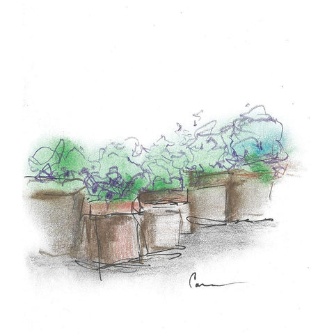 Floral Container Arrangement Black Modern Wood Framed Art Print with Double Matting by Carroccio, Lisa