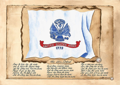 Army Flag USA Black Ornate Wood Framed Art Print with Double Matting by Alexander, Natalie