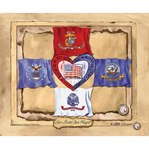 God Bless Our Troops Black Modern Wood Framed Art Print with Double Matting by Alexander, Natalie