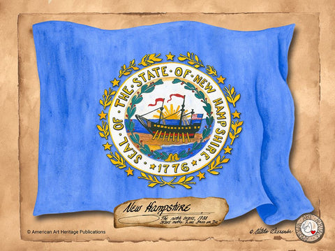 New Hampshire-Solo with background Black Ornate Wood Framed Art Print with Double Matting by Alexander, Natalie