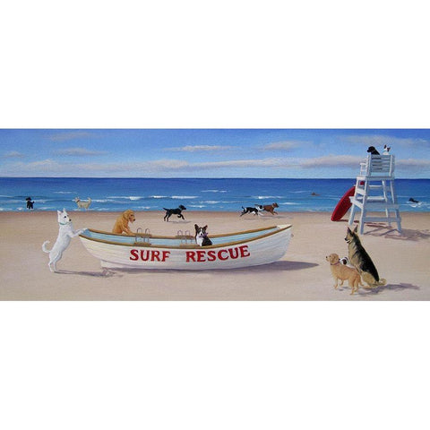 Surf Rescue Black Modern Wood Framed Art Print with Double Matting by Saxe, Carol