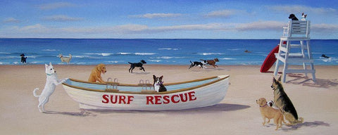 Surf Rescue White Modern Wood Framed Art Print with Double Matting by Saxe, Carol