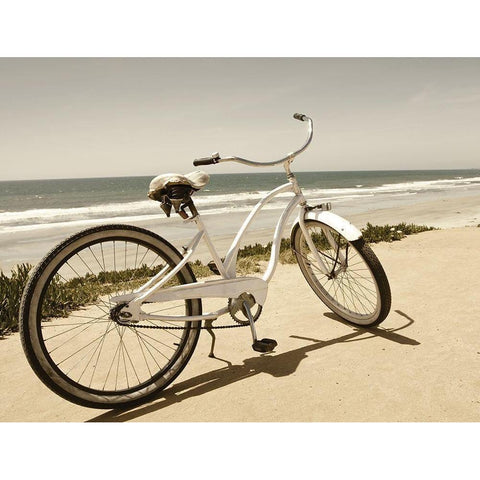 Beach Bike  Gold Ornate Wood Framed Art Print with Double Matting by Anonymous