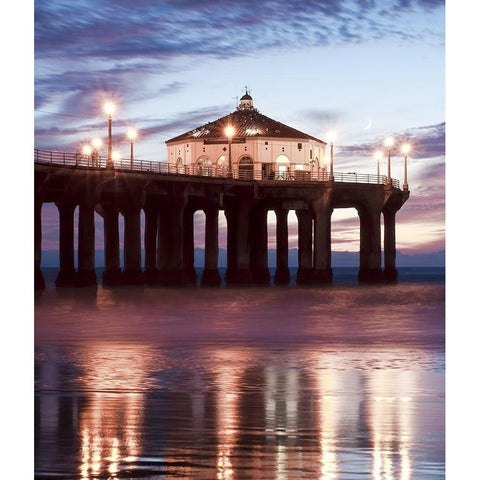 Manhattan Beach Pier,California II, Color Black Modern Wood Framed Art Print by Anonymous