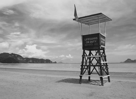 Lifeguard Observation Tower White Modern Wood Framed Art Print with Double Matting by Anonymous