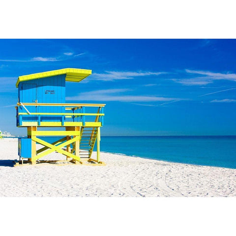 Lifeguard Stand III, Color Gold Ornate Wood Framed Art Print with Double Matting by Anonymous