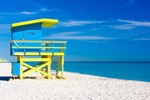 Lifeguard Stand III, Color White Modern Wood Framed Art Print with Double Matting by Anonymous