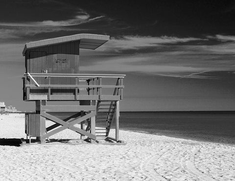 Lifeguard Stand III White Modern Wood Framed Art Print with Double Matting by Anonymous