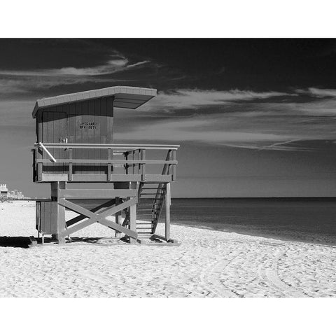 Lifeguard Stand III Black Modern Wood Framed Art Print with Double Matting by Anonymous