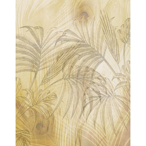 Feather Background Gold Ornate Wood Framed Art Print with Double Matting by Anonymous