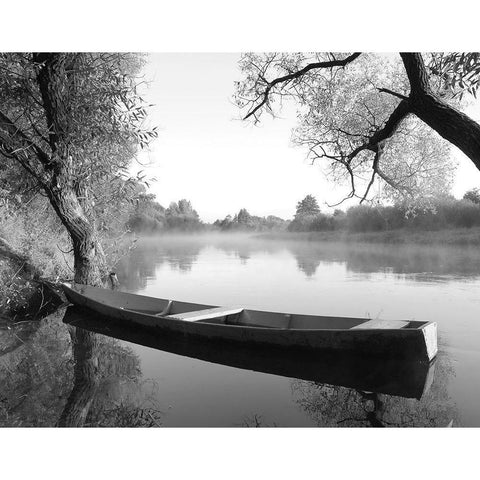 Tranquil Morning White Modern Wood Framed Art Print by Anonymous