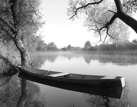 Tranquil Morning Black Ornate Wood Framed Art Print with Double Matting by Anonymous