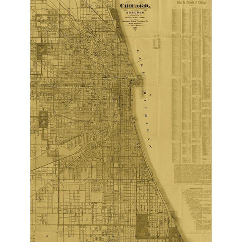 Antique Map of Chicago (neutral) Black Modern Wood Framed Art Print with Double Matting by Blanchard