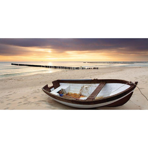 Coastal Panorama Black Modern Wood Framed Art Print by Anonymous