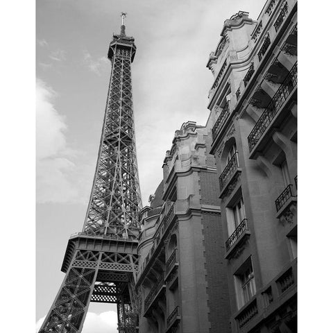 Approaching the Eiffel Tower White Modern Wood Framed Art Print by Anonymous