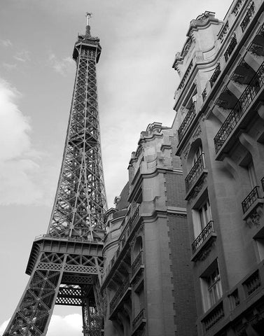 Approaching the Eiffel Tower Black Ornate Wood Framed Art Print with Double Matting by Anonymous