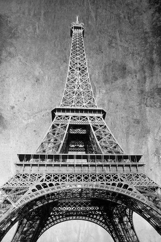 Eiffel Tower Retro White Modern Wood Framed Art Print with Double Matting by Anonymous