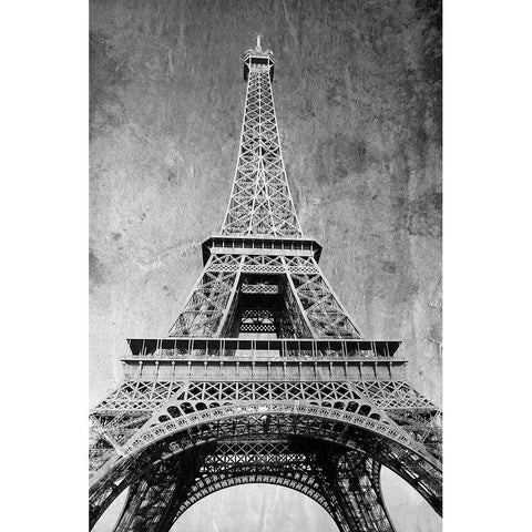 Eiffel Tower Retro Black Modern Wood Framed Art Print by Anonymous