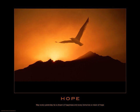 Hope White Modern Wood Framed Art Print with Double Matting by Anonymous