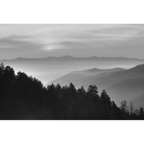 Smoky Mountains White Modern Wood Framed Art Print by Anonymous