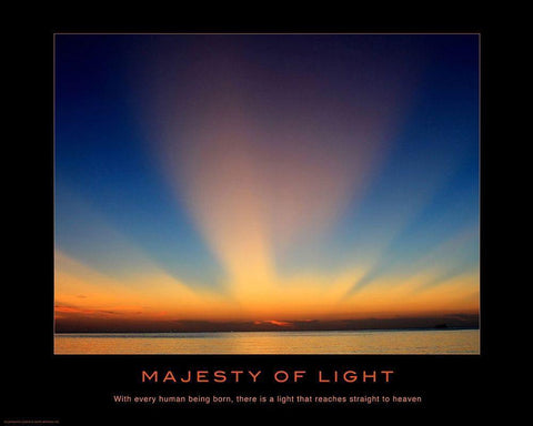 Majesty of Light White Modern Wood Framed Art Print with Double Matting by Anonymous