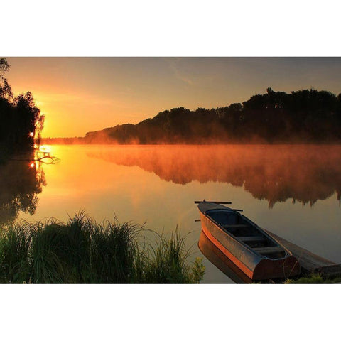 Fishermans Cove, Color Black Modern Wood Framed Art Print with Double Matting by Anonymous