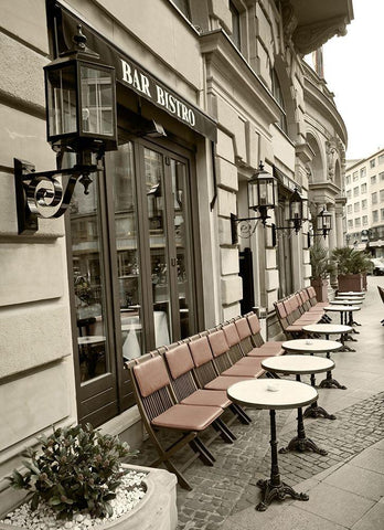 Bar Bistro White Modern Wood Framed Art Print with Double Matting by Anonymous