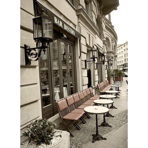 Bar Bistro Black Modern Wood Framed Art Print with Double Matting by Anonymous