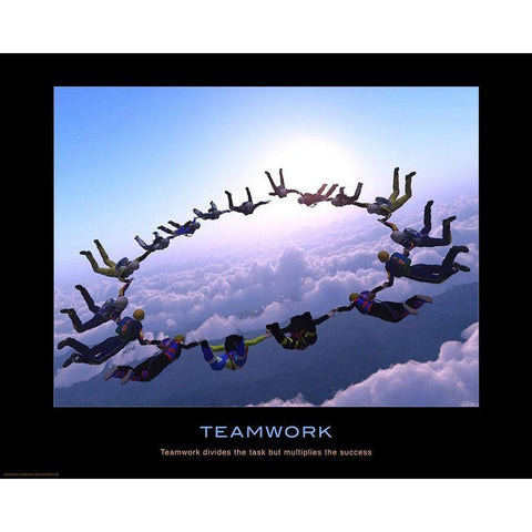 Teamwork White Modern Wood Framed Art Print by Anonymous