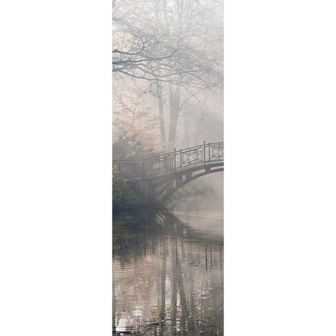 Bridge in the Mist I Black Modern Wood Framed Art Print with Double Matting by Anonymous